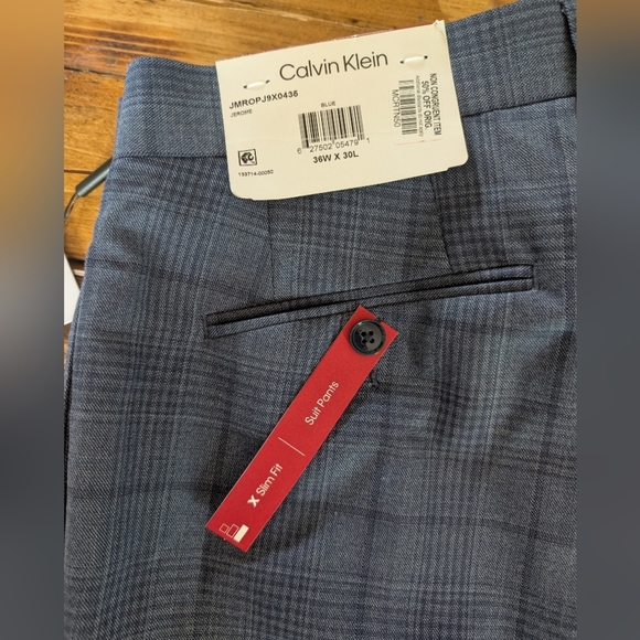 NWT Calvin Klein Charcoal Checkered Trousers - Picture 2 of 4
